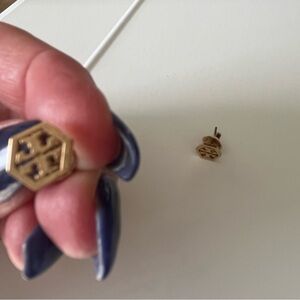 Tory Burch Signature Gold Hexagon Stud Earrings